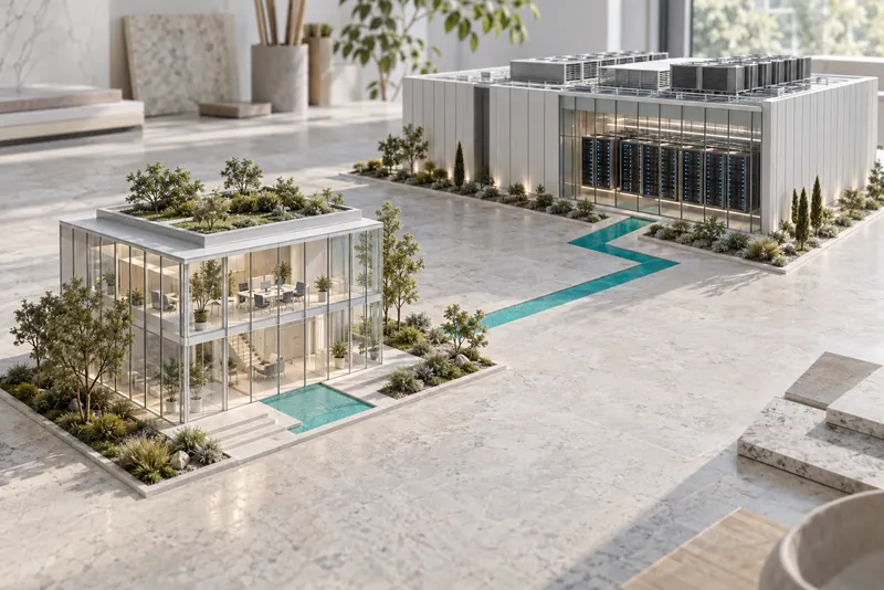 Conceptual model of an office connected to a data centre.